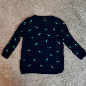 J. Crew Navy Linen Swearer with Whales, XS